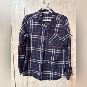 NWOT Eddie Bauer Sz M Dark Blue Flannel Shirt 100% Cotton Bust 38" B17